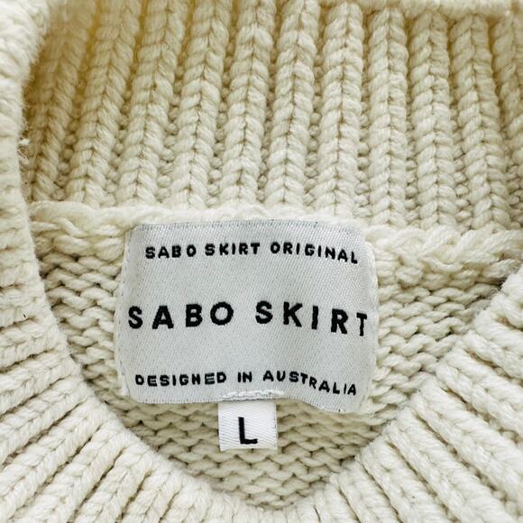 Sabo Skirt Chunky Cable Knit Sweater Cream Size Large Boxy Oversized - Picture 4 of 8